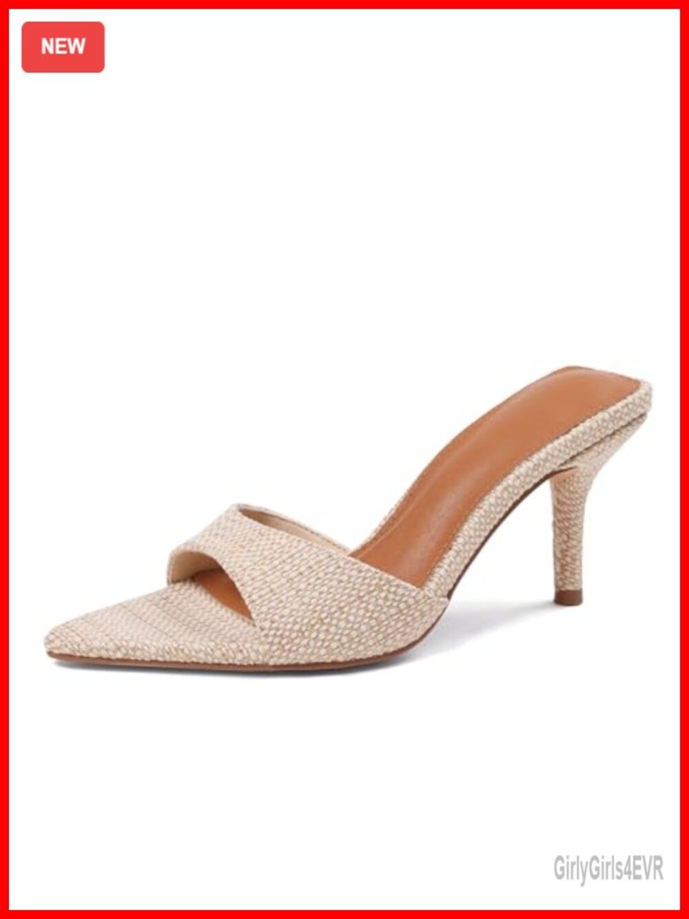 Woven PU Leather Kitten Heels Peep Toe Mules for Women Dress Party